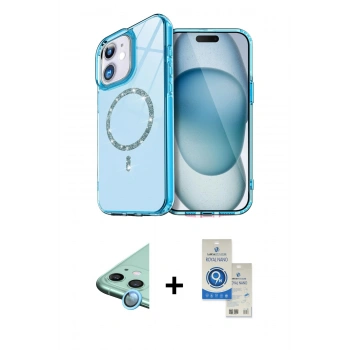 MARSİLYAN™- iPhone 11 Kılıf Kıvılcım Form Prime - Şeffaf Royal Nano Ekran Koruyucu + Raze Metal Kamera Lens - MI