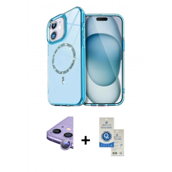 MARSİLYAN™- iPhone 11 Kılıf Kıvılcım Form Prime - Şeffaf Royal Nano Ekran Koruyucu + Raze Metal Kamera Lens - MR