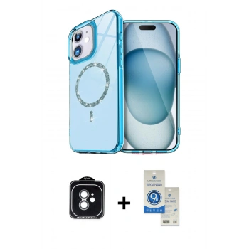 MARSİLYAN™- iPhone 11 Kılıf Kıvılcım Form Prime - Şeffaf Royal Nano Ekran Koruyucu + PVD Metal Kamera Lens - YL