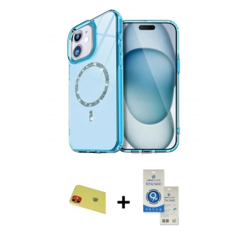 MARSİLYAN™- iPhone 11 Kılıf Kıvılcım Form Prime - Şeffaf Royal Nano Ekran Koruyucu + Rainbow Kamera Lens Koruma Cam - KI