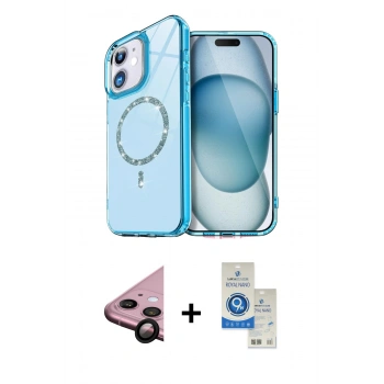 MARSİLYAN™- iPhone 11 Kılıf Kıvılcım Form Prime - Şeffaf Royal Nano Ekran Koruyucu + Raze Metal Kamera Lens - SH