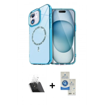 MARSİLYAN™- iPhone 11 Kılıf Kıvılcım Form Prime - Şeffaf Royal Nano Ekran Koruyucu + Kamera Lens Koruma Cam - SF