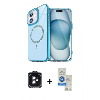 MARSİLYAN™- iPhone 11 Kılıf Kıvılcım Form Prime - Şeffaf Royal Nano Ekran Koruyucu + PVD Metal Kamera Lens - SH