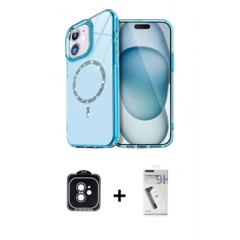 MARSİLYAN™- iPhone 11 Kılıf Kıvılcım Form Prime - Şeffaf Uv Polymer Nano Ekran Koruyucu + PVD Metal Kamera Lens - SH