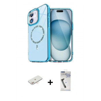 MARSİLYAN™- iPhone 11 Kılıf Kıvılcım Form Prime - Şeffaf Uv Polymer Nano Ekran Koruyucu + Renkli Kamera Lens Koruma Cam - YL