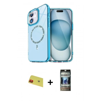MARSİLYAN™- iPhone 11 Kılıf Kıvılcım Form Prime - Siyah 34D Hayalet Izgaralı Cam + Rainbow Kamera Lens Koruma Cam - KI