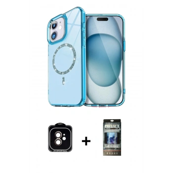 MARSİLYAN™- iPhone 11 Kılıf Kıvılcım Form Prime - Siyah 34D Hayalet Izgaralı Cam + PVD Metal Kamera Lens - TU