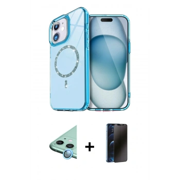 MARSİLYAN™- iPhone 11 Kılıf Kıvılcım Form Prime - Siyah 3D Antistatik Hayalet Cam Ekran Koruyucu + Raze Metal Kamera Lens - MI