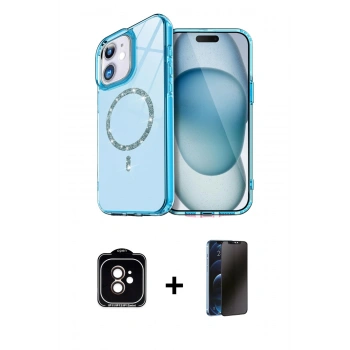 MARSİLYAN™- iPhone 11 Kılıf Kıvılcım Form Prime - Siyah 3D Antistatik Hayalet Cam Ekran Koruyucu + PVD Metal Kamera Lens - TU