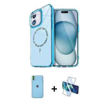 MARSİLYAN™- iPhone 11 Kılıf Kıvılcım Form Prime - Siyah 3D Antistatik Seramik Nano Ekran Koruyucu + Neon Fosforlu Kamera Lens - YL