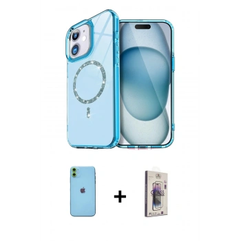 MARSİLYAN™- iPhone 11 Kılıf Kıvılcım Form Prime - Siyah Bilvis 3D Cam Ekran Koruyucu + Neon Fosforlu Kamera Lens - YL