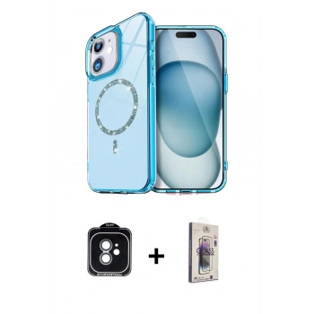 MARSİLYAN™- iPhone 11 Kılıf Kıvılcım Form Prime - Siyah Bilvis 3D Cam Ekran Koruyucu + PVD Metal Kamera Lens - YL