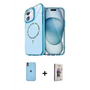 MARSİLYAN™- iPhone 11 Kılıf Kıvılcım Form Prime - Siyah Bilvis 3D Cam Ekran Koruyucu + Neon Fosforlu Kamera Lens - TU