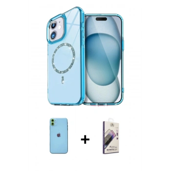 MARSİLYAN™- iPhone 11 Kılıf Kıvılcım Form Prime - Siyah Bilvis 3D Mat Cam Ekran Koruyucu + Neon Fosforlu Kamera Lens - YL