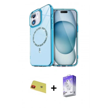 MARSİLYAN™- iPhone 11 Kılıf Kıvılcım Form Prime - Siyah Bilvis 5in1 3D Magic Cam Ekran Koruyucu + Rainbow Kamera Lens Koruma Cam - KI