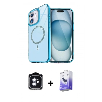 MARSİLYAN™- iPhone 11 Kılıf Kıvılcım Form Prime - Siyah Bilvis 5in1 5D Magic Hayalet Cam Ekran Koruyucu + PVD Metal Kamera Lens - MI