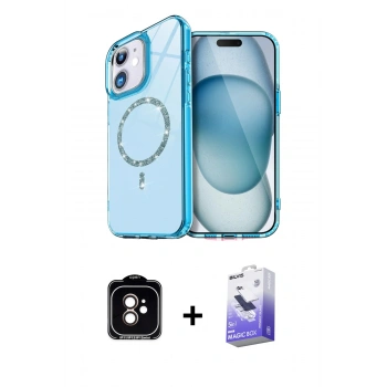 MARSİLYAN™- iPhone 11 Kılıf Kıvılcım Form Prime - Siyah Bilvis 5in1 5D Magic Hayalet Cam Ekran Koruyucu + PVD Metal Kamera Lens - TU