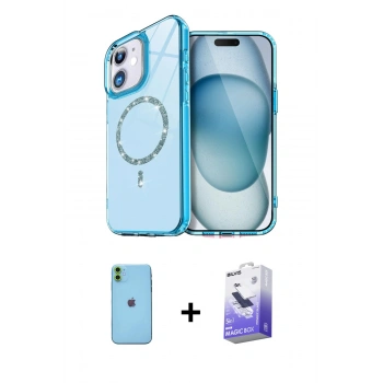 MARSİLYAN™- iPhone 11 Kılıf Kıvılcım Form Prime - Siyah Bilvis 5in1 5D Magic Hayalet Cam Ekran Koruyucu + Neon Fosforlu Kamera Lens - YL