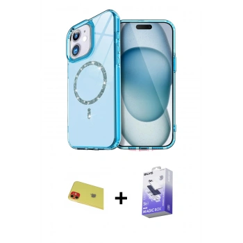 MARSİLYAN™- iPhone 11 Kılıf Kıvılcım Form Prime - Siyah Bilvis 5in1 5D Magic Hayalet Cam Ekran Koruyucu + Rainbow Kamera Lens Koruma Cam - KI