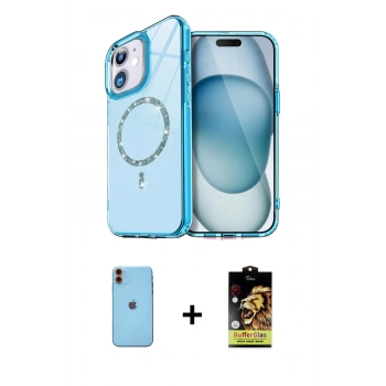 MARSİLYAN™- iPhone 11 Kılıf Kıvılcım Form Prime - Siyah Buffer Cam Ekran Koruyucu + Neon Fosforlu Kamera Lens - TU