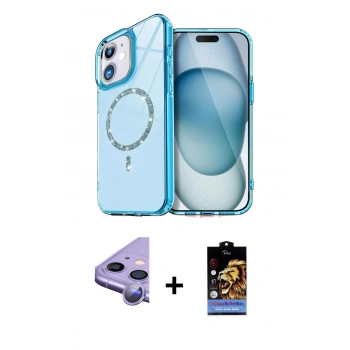 MARSİLYAN™- iPhone 11 Kılıf Kıvılcım Form Prime - Siyah Buffer Hayalet Cam Ekran Koruyucu + Raze Metal Kamera Lens - MR