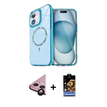 MARSİLYAN™- iPhone 11 Kılıf Kıvılcım Form Prime - Siyah Buffer Hayalet Cam Ekran Koruyucu + Raze Metal Kamera Lens - SH
