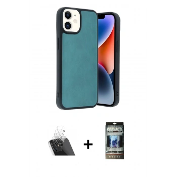 MARSİLYAN™- iPhone 11 Kılıf Kıvılcım Işık Serisi - Siyah 34D Hayalet Izgaralı Cam + Kamera Lens Koruma Cam - SF