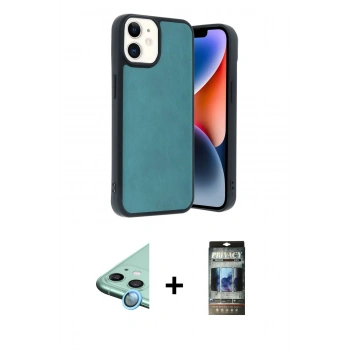 MARSİLYAN™- iPhone 11 Kılıf Kıvılcım Işık Serisi - Siyah 34D Hayalet Izgaralı Cam + Raze Metal Kamera Lens - MI