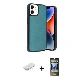 MARSİLYAN™- iPhone 11 Kılıf Kıvılcım Işık Serisi - Siyah 34D Hayalet Izgaralı Cam + Renkli Kamera Lens Koruma Cam - SI