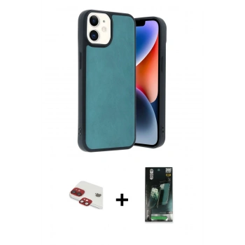 MARSİLYAN™- iPhone 11 Kılıf Kıvılcım Işık Serisi - Siyah 360 Mat Full Body Arka Koruyucu + Pers Alüminyum Kamera Lens - KI