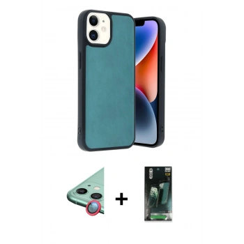 MARSİLYAN™- iPhone 11 Kılıf Kıvılcım Işık Serisi - Siyah 360 Mat Full Body Arka Koruyucu + Raze Metal Kamera Lens - KI