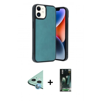 MARSİLYAN™- iPhone 11 Kılıf Kıvılcım Işık Serisi - Siyah 360 Mat Full Body Arka Koruyucu + Raze Metal Kamera Lens - MI