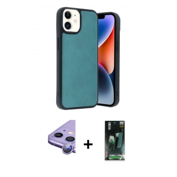 MARSİLYAN™- iPhone 11 Kılıf Kıvılcım Işık Serisi - Siyah 360 Mat Full Body Arka Koruyucu + Raze Metal Kamera Lens - MR