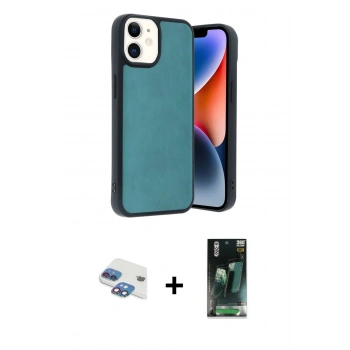 MARSİLYAN™- iPhone 11 Kılıf Kıvılcım Işık Serisi - Siyah 360 Mat Full Body Arka Koruyucu + Pers Alüminyum Kamera Lens - GI