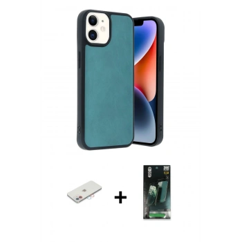 MARSİLYAN™- iPhone 11 Kılıf Kıvılcım Işık Serisi - Siyah 360 Mat Full Body Arka Koruyucu + Renkli Kamera Lens Koruma Cam - PE