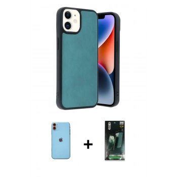 MARSİLYAN™- iPhone 11 Kılıf Kıvılcım Işık Serisi - Siyah 360 Mat Full Body Arka Koruyucu + Neon Fosforlu Kamera Lens - TU