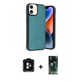 MARSİLYAN™- iPhone 11 Kılıf Kıvılcım Işık Serisi - Siyah 360 Mat Full Body Arka Koruyucu + PVD Metal Kamera Lens - TU