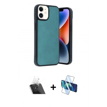 MARSİLYAN™- iPhone 11 Kılıf Kıvılcım Işık Serisi - Siyah 3D Antistatik Cam Ekran Koruyucu + Kamera Lens Koruma Cam - SF