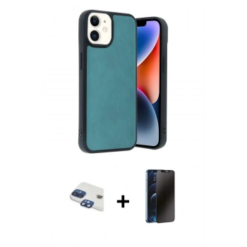 MARSİLYAN™- iPhone 11 Kılıf Kıvılcım Işık Serisi - Siyah 3D Antistatik Hayalet Cam Ekran Koruyucu + Pers Alüminyum Kamera Lens - LT