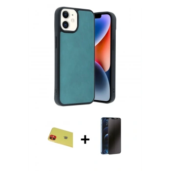 MARSİLYAN™- iPhone 11 Kılıf Kıvılcım Işık Serisi - Siyah 3D Antistatik Hayalet Cam Ekran Koruyucu + Rainbow Kamera Lens Koruma Cam - KI