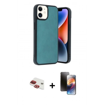 MARSİLYAN™- iPhone 11 Kılıf Kıvılcım Işık Serisi - Siyah 3D Antistatik Mat Seramik Nano Ekran Koruyucu + Pers Alüminyum Kamera Lens - KI