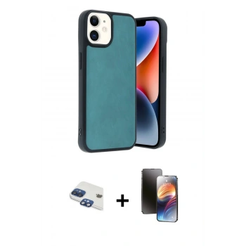 MARSİLYAN™- iPhone 11 Kılıf Kıvılcım Işık Serisi - Siyah 3D Antistatik Mat Seramik Nano Ekran Koruyucu + Pers Alüminyum Kamera Lens - LT
