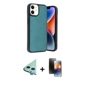 MARSİLYAN™- iPhone 11 Kılıf Kıvılcım Işık Serisi - Siyah 3D Antistatik Mat Seramik Nano Ekran Koruyucu + Raze Metal Kamera Lens - MI