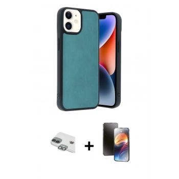 MARSİLYAN™- iPhone 11 Kılıf Kıvılcım Işık Serisi - Siyah 3D Antistatik Mat Seramik Nano Ekran Koruyucu + Pers Alüminyum Kamera Lens - YL