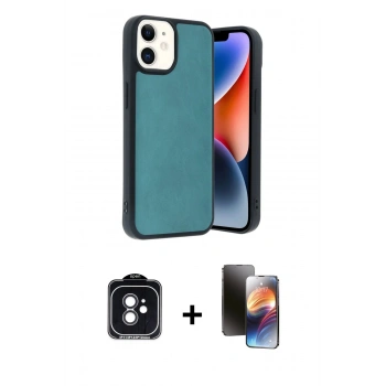 MARSİLYAN™- iPhone 11 Kılıf Kıvılcım Işık Serisi - Siyah 3D Antistatik Mat Seramik Nano Ekran Koruyucu + PVD Metal Kamera Lens - SH