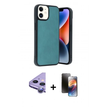 MARSİLYAN™- iPhone 11 Kılıf Kıvılcım Işık Serisi - Siyah 3D Antistatik Mat Seramik Nano Ekran Koruyucu + Raze Metal Kamera Lens - MR