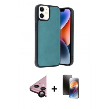 MARSİLYAN™- iPhone 11 Kılıf Kıvılcım Işık Serisi - Siyah 3D Antistatik Mat Seramik Nano Ekran Koruyucu + Raze Metal Kamera Lens - SH