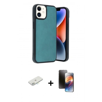 MARSİLYAN™- iPhone 11 Kılıf Kıvılcım Işık Serisi - Siyah 3D Antistatik Mat Seramik Nano Ekran Koruyucu + Renkli Kamera Lens Koruma Cam - SI