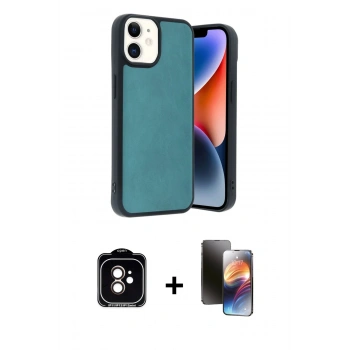 MARSİLYAN™- iPhone 11 Kılıf Kıvılcım Işık Serisi - Siyah 3D Antistatik Mat Seramik Nano Ekran Koruyucu + PVD Metal Kamera Lens - TU