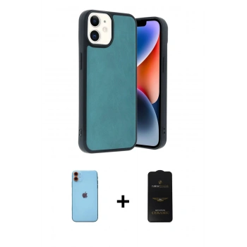 MARSİLYAN™- iPhone 11 Kılıf Kıvılcım Işık Serisi - Siyah 6D Antistatik Mat Seramik Hayalet Nano Ekran Koruyucu + Neon Fosforlu Kamera Lens - TU